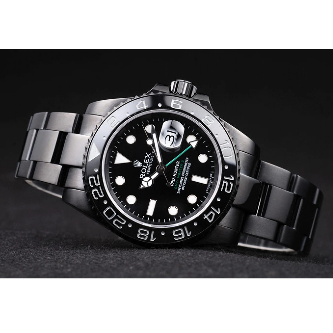 Aaa fake watches Black Pro-Hunter Swiss Steel II Black Master Dial Strap Rolex GMT 0709